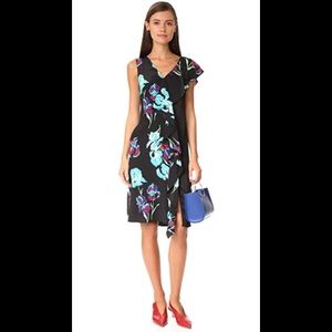 Diane Von Fürstenberg sleeveless side ruffle dress, size 6